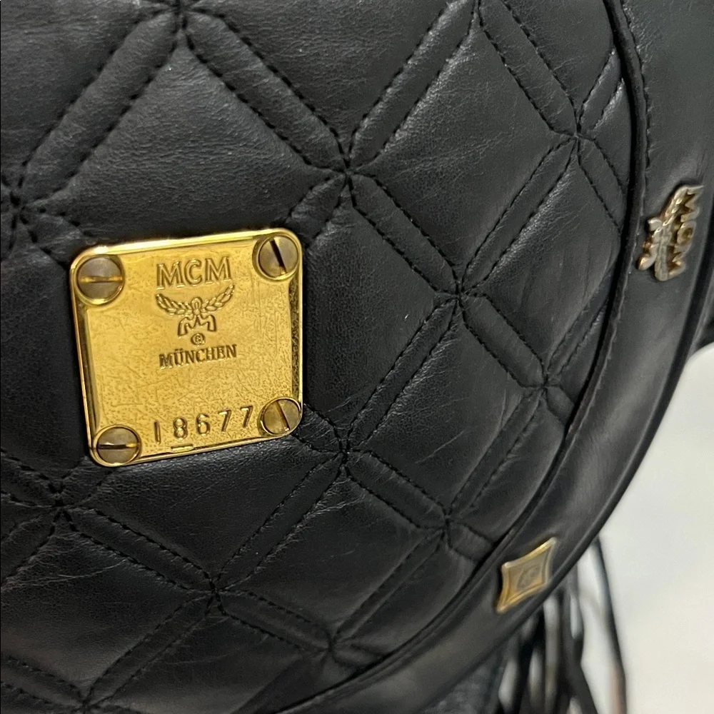 MCM Black Quilted Round Crossbody with Gold Hardware - Picture 2 of 9
